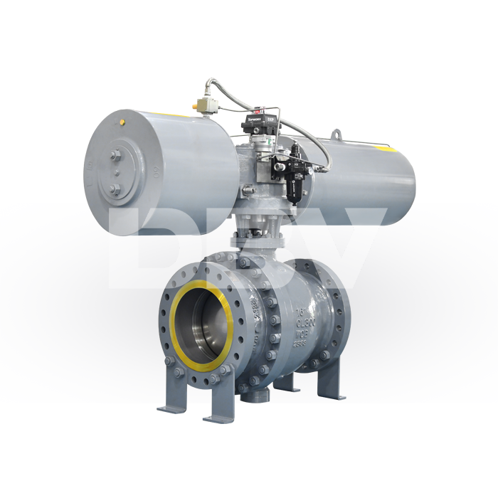 Casting Steel Trunnion Ball Valve with Pneumatic Actuation for High Pressure Applications