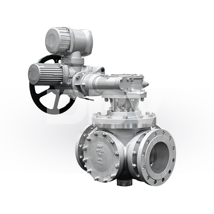 DN200 PN25 Flanged CF8 Four-Way Ball Valve with Electric Actuator